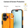 iPhone 16 Plus Non-slip Full Coverage Ring PU Phone Case with Wristband - Orange