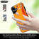 iPhone 16 Plus Non-slip Full Coverage Ring PU Phone Case with Wristband - Orange