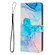 iPhone 16 Plus Painted Marble Pattern Leather Phone Case - Pink Green