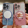 iPhone 16 Plus Plated Mirror Holder Gradient Glitter MagSafe Phone Case - Black