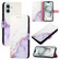 iPhone 16 Plus PT003 Marble Pattern Flip Leather Phone Case - White Purple
