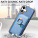 iPhone 16 Plus Retro Cross Leather Ring Side Insert Card Bag MagSafe Phone Case - Blue