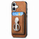iPhone 16 Plus Retro Folding Ring Holder Card Bag MagSafe Phone Case - Brown