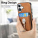 iPhone 16 Plus Retro Folding Ring Holder Card Bag MagSafe Phone Case - Brown