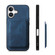 iPhone 16 Plus Retro Leather Card Bag Magnetic Phone Case - Blue