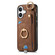 iPhone 16 Plus Retro Skin-feel Ring Card Bag Phone Case with Hang Loop - Brown