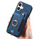 iPhone 16 Plus Retro Skin-feel Ring Multi-card Wallet Phone Case - Blue