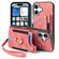 iPhone 16 Plus Retro Skin-feel Ring Multi-card Wallet Phone Case - Pink