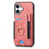 iPhone 16 Plus Retro Skin-feel Ring Multi-card Wallet Phone Case - Pink