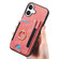 iPhone 16 Plus Retro Skin-feel Ring Multi-card Wallet Phone Case - Pink