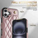 iPhone 16 Plus Rhombic Dual Buckle Card Slots Phone Case with Lanyard - Rose Gold