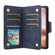iPhone 16 Plus Rivet Buckle 9 Cards Three Fold Leather Phone Case - Blue