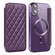 iPhone 16 Plus Shield Magsafe RFID Anti-theft Rhombus Leather Phone Case - Purple