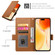 iPhone 16 Plus Side Buckle Magnetic Frosted Leather Phone Case - Brown