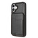 iPhone 16 Plus Skin Feel Detachable Card Bag Magsafe Phone Case - Black