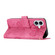 iPhone 16 Plus Skin-feel Embossed Butterfly Leather Phone Case - Rose Red