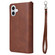 iPhone 16 Plus Solid Color 2 in 1 Zipper Shockproof Phone Case - Brown
