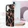 iPhone 16 Plus Splicing Marble Flower IMD TPU Phone Case - Black Flower