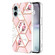 iPhone 16 Plus Splicing Marble Flower IMD TPU Phone Case - Pink Flower