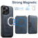 iPhone 16 Plus Suteni M3 Card Bag MagSafe Cowhide Texture Leather Phone Case - Blue