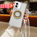 iPhone 16 Plus Traveler Crossbody Lanyard MagSafe Four-corner TPU Clear Phone Case - White