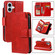 iPhone 16 Plus Tri-Fold 9-Card Wallets Leather Phone Case - Red