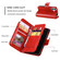 iPhone 16 Plus Tri-Fold 9-Card Wallets Leather Phone Case - Red