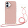 iPhone 16 Plus Wheat Straw Material + TPU Phone Case with Lanyard - Pink