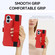 iPhone 16 Plus Wristband Holder Zipper Purse RFID Leather Phone Case - Red