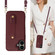 iPhone 16 Plus Wristband Vertical Flip Wallet Back Cover Phone Case with Long Lanyard - Wine Red