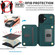iPhone 16 Plus YM006 Skin Feel Zipper Card Bag Phone Case with Dual Lanyard - Green