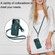 iPhone 16 Plus YM006 Skin Feel Zipper Card Bag Phone Case with Dual Lanyard - Green