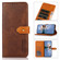 KHAZNEH Dual-color Cowhide Texture Flip Leather Phone Case iPhone 16 Plus - Brown