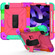 iPad Air 11 2024 / Air 2022 / 2020 10.9 / Air 2022 Shockproof PC + Silicone Combination Case with Holder & Hand Strap & Shoulder Strap - Colorful + Rose Red
