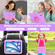 iPad Air 11 2025 / 2024 Kickstand PC Hybrid Silicone Tablet Case with Strap - Purple Rose Red