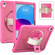 iPad 2025 / 2022 Heavy Duty Hybrid Tablet Case with Hand Grip & Strap - Rose Red