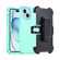 iPhone 15 3 in 1 PC + TPU Sliding Sleeve Phone Case - Grass Green+Sky Blue