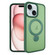 iPhone 15 360 Degree Rotating MagSafe Magnetic Bracket Frosted Phone Case - Green
