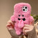 iPhone 15 3D Magnetic Long Tongue Monster Plush Phone Case - Pink