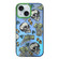 iPhone 15 Aurora Series Painted Pattern Phone Case - Skull