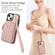 iPhone 15 AwQuer Crossbody Zipper Wallet Rhombic Leather Back Phone Case - Rose Gold