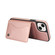 iPhone 15 AwQuer Horizontal Flip Card Bag Holder Leather Phone Case - Rose Gold