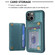 iPhone 15 BF25 Square Plaid Card Bag Holder Phone Case - Green
