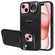 iPhone 15 Calf Texture Card Slot Ring Holder Phone Case - Black