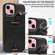 iPhone 15 Calf Texture Card Slot Ring Holder Phone Case - Black