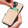 iPhone 15 Carbon Fiber Leather Card Magsafe Phone Case - Khaki