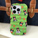 iPhone 15 Christmas Black Cat 2 in 1 TPU Phone Case - Green