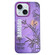 iPhone 15 Creative Oil Painting Colorful Sunset Scenery TPU + PC Shockproof Phone Case - Purple Bamboo