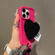 iPhone 15 Creative Plush Heart Design Phone Case with Lanyard - Rose Red
