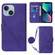iPhone 15 Crossbody 3D Embossed Flip Leather Phone Case - Purple